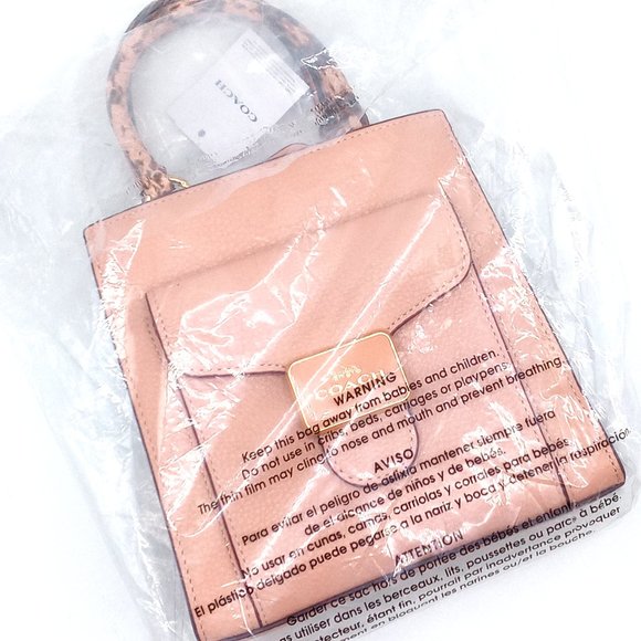 NWT Coach Pink Shell Pepper Leather Crossbody Satchel Bag Snake Embossed C6779 - Picture 16 of 16